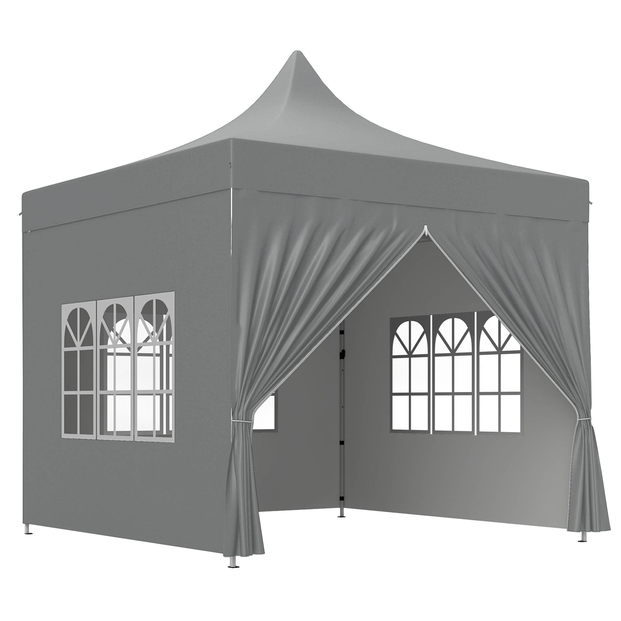 Outsunny - Tente pliante tonnelle barnum pop-up jardin 3x3m avec 4 parois amovibles, 3 fenêtres, hauteur réglable et sac de transport gris - Outsunny - Image 1