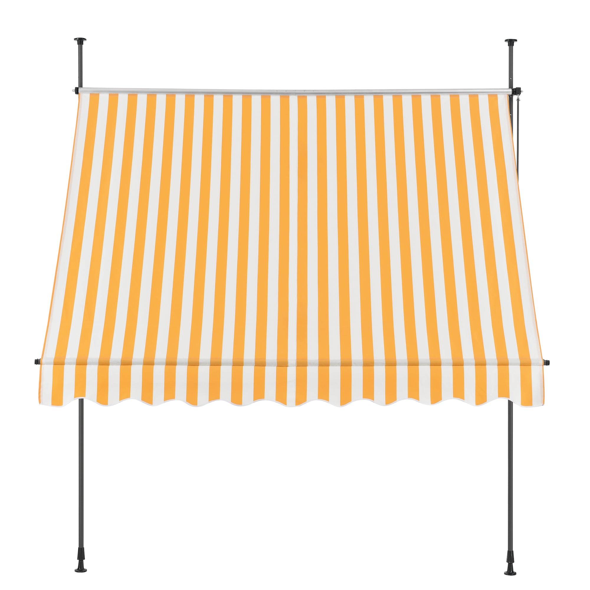 Helloshop26 - Store banne téléscopique acier polyester 400 x 120 x 200-300 cm jaune blanc - Image 3
