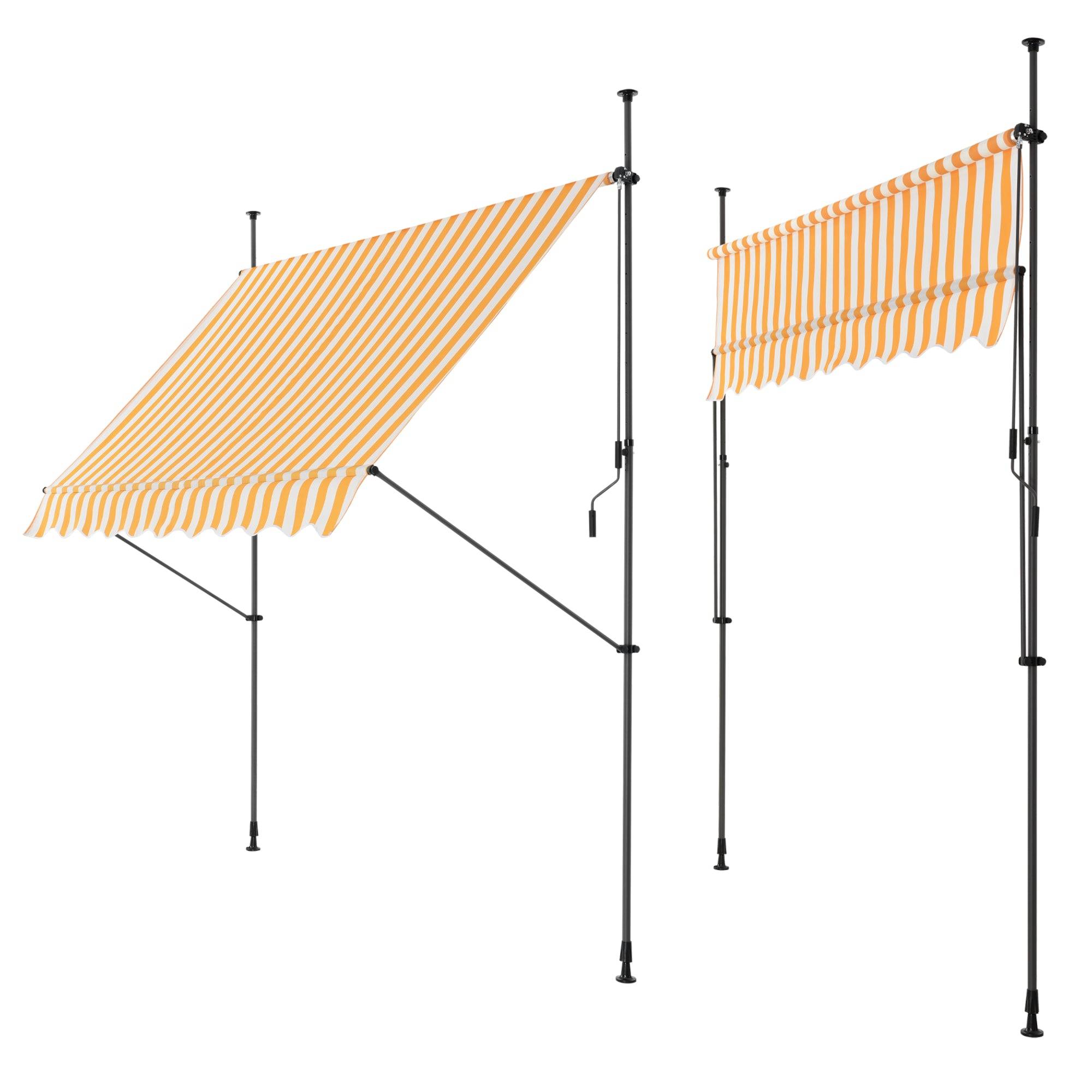 Helloshop26 - Store banne téléscopique acier polyester 400 x 120 x 200-300 cm jaune blanc - Image 1