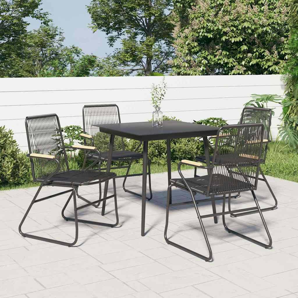 Vidaxl - Ensemble à manger de jardin 5 pcs-Salons de jardin Noir Rotin PVC 562675 - Image 1