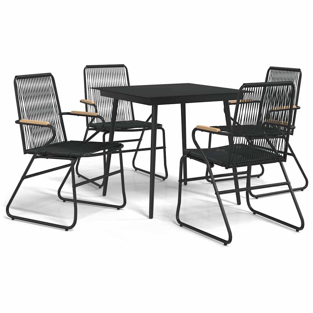 Vidaxl - Ensemble à manger de jardin 5 pcs-Salons de jardin Noir Rotin PVC 562675 - Image 2
