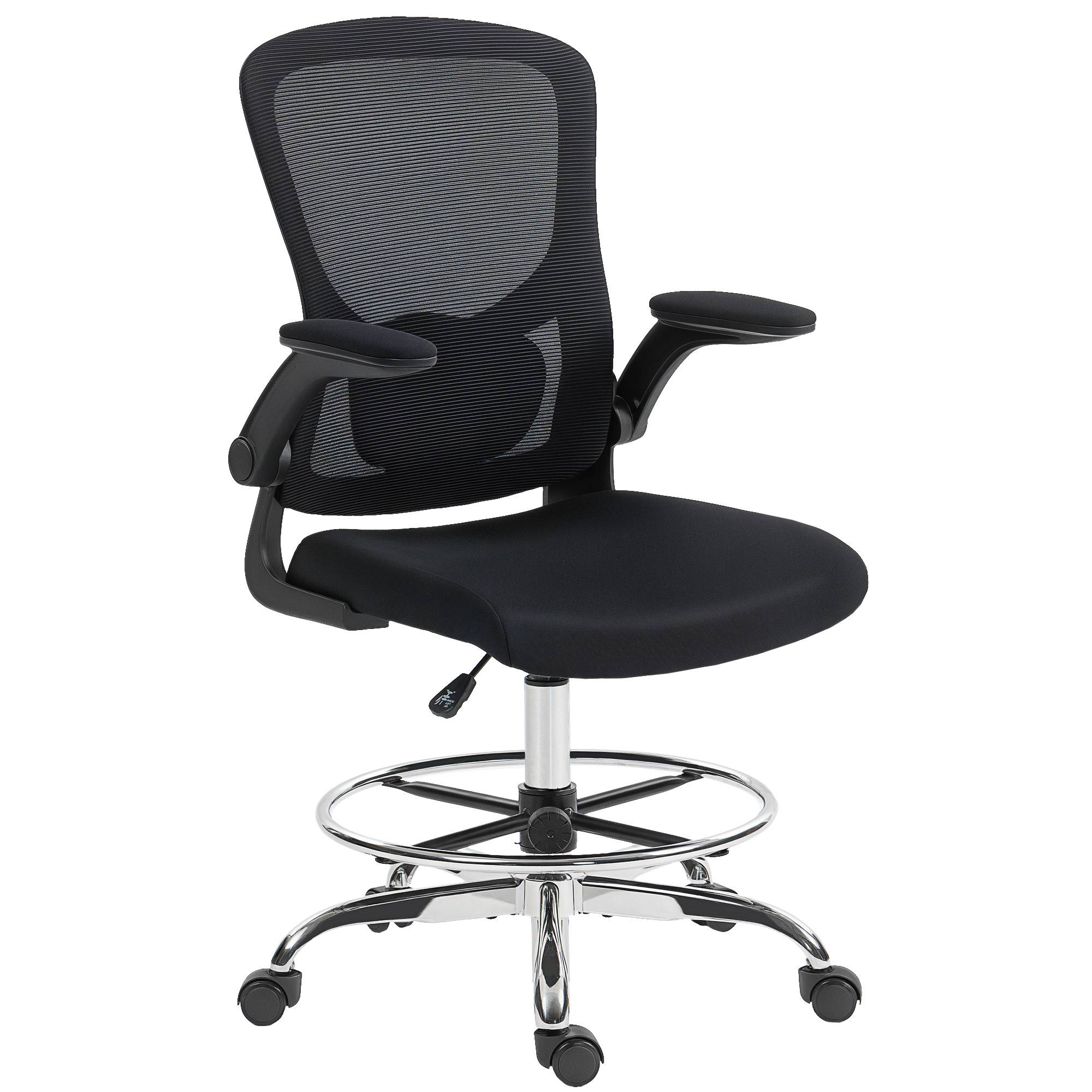 Sans Marque - Chaise bureau ergonomique, chaise de dessin, support lombaire 4D, accoudoirs relevables, 60 x 60 x 108-132 cm, noir - Image 1