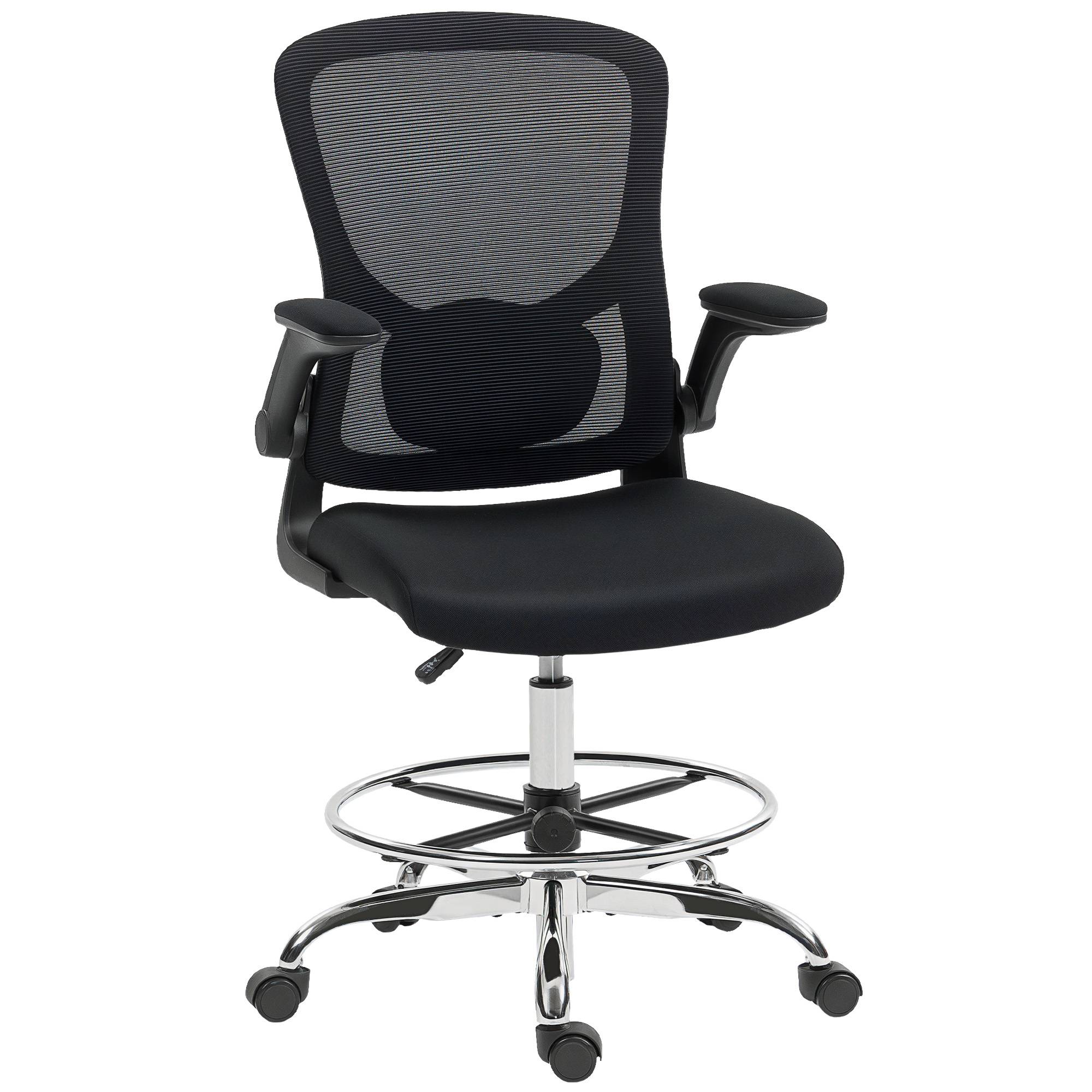 Sans Marque - Chaise bureau ergonomique, chaise de dessin, support lombaire 4D, accoudoirs relevables, 60 x 60 x 108-132 cm, noir - Image 2