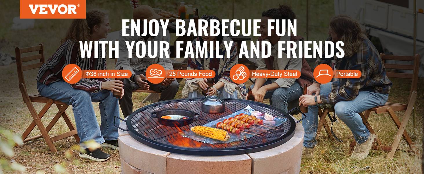 Vevor - VEVOR Grille de Cuisson Grille de Barbecue Ronde 91 cm pour Camping Pique-Nique - Image 9