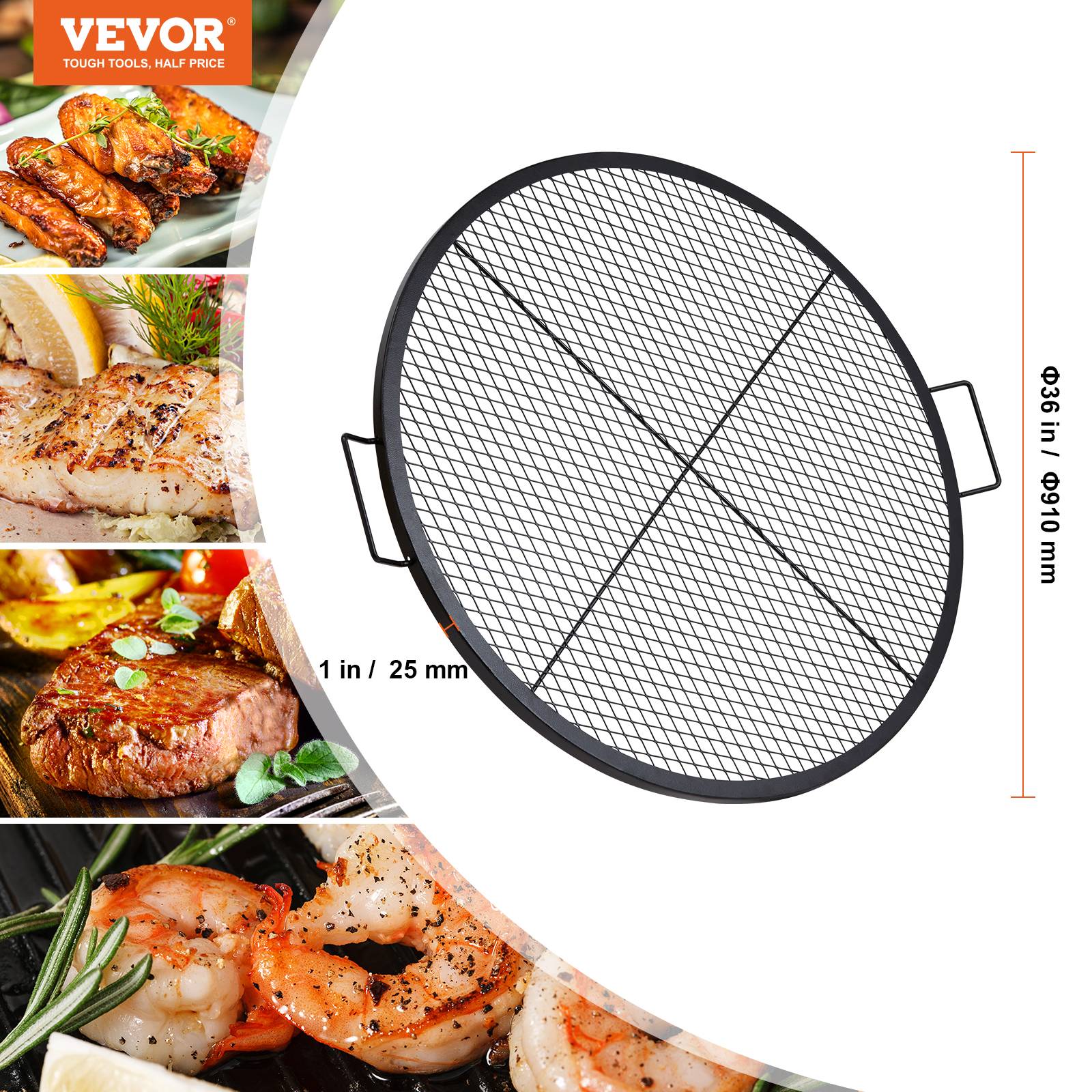 Vevor - VEVOR Grille de Cuisson Grille de Barbecue Ronde 91 cm pour Camping Pique-Nique - Image 7