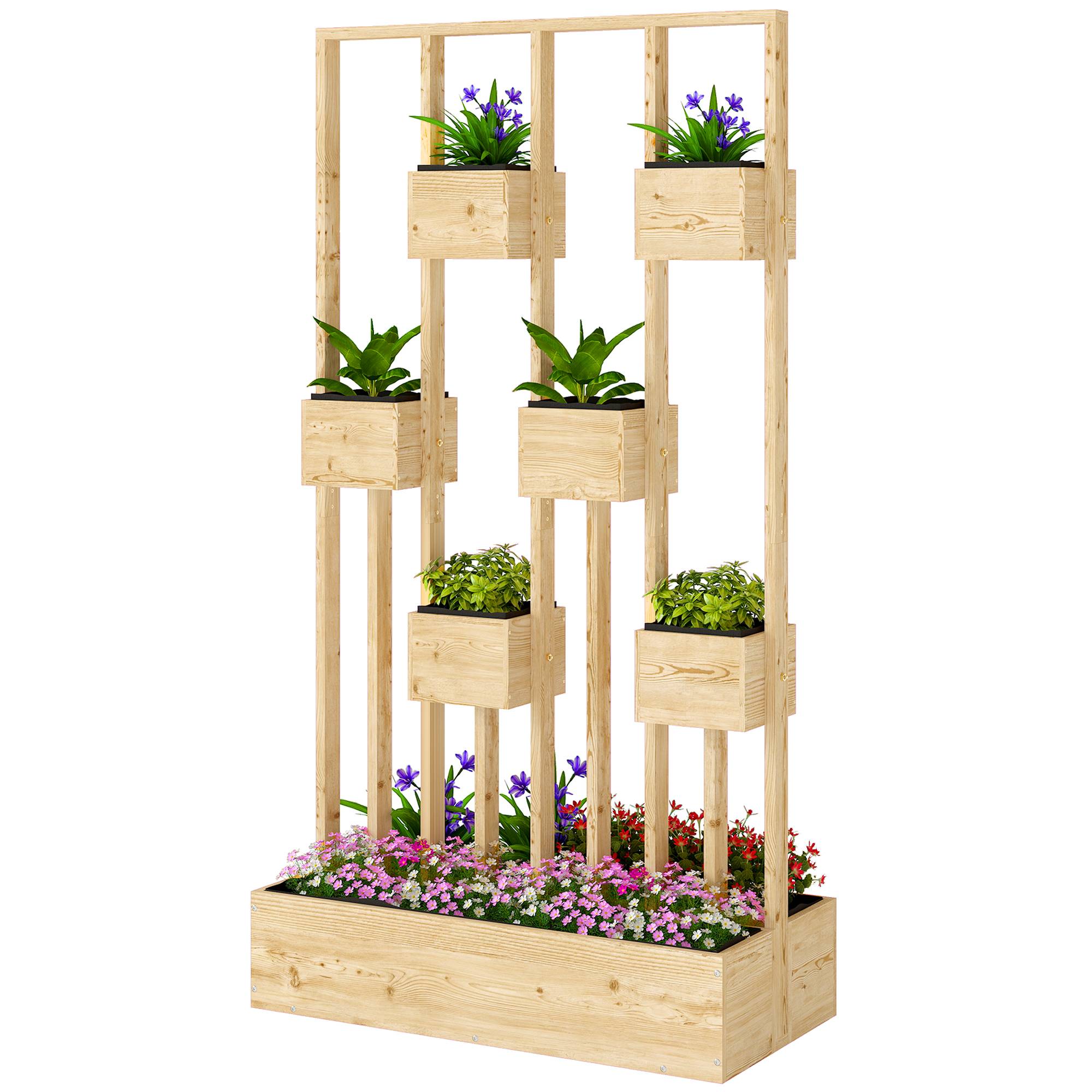Carré potager modulaire bois balcon avec grand treillis 90x45x170cm naturel - ComfortXL Outdoor Living - Image 2