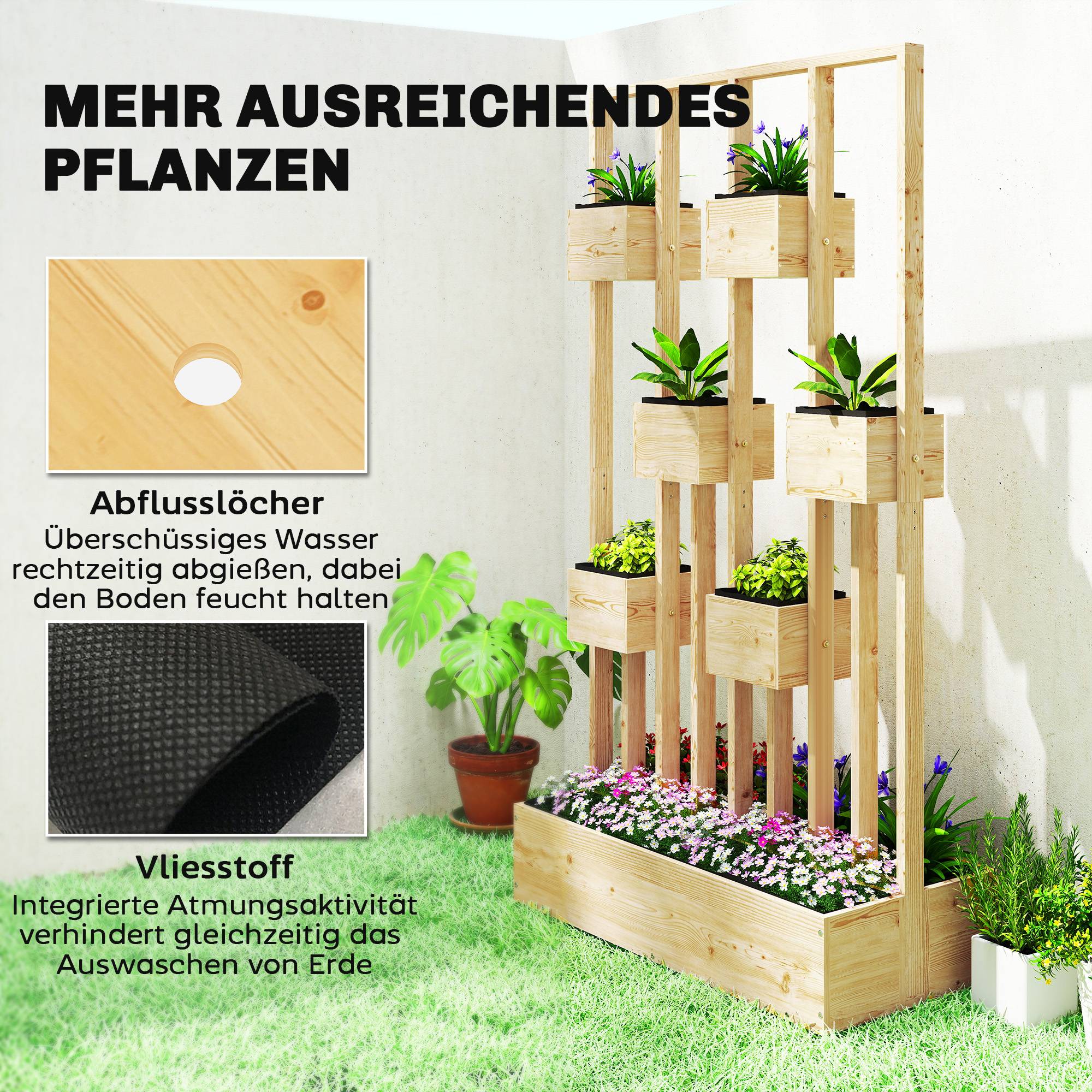 Carré potager modulaire bois balcon avec grand treillis 90x45x170cm naturel - ComfortXL Outdoor Living - Image 8