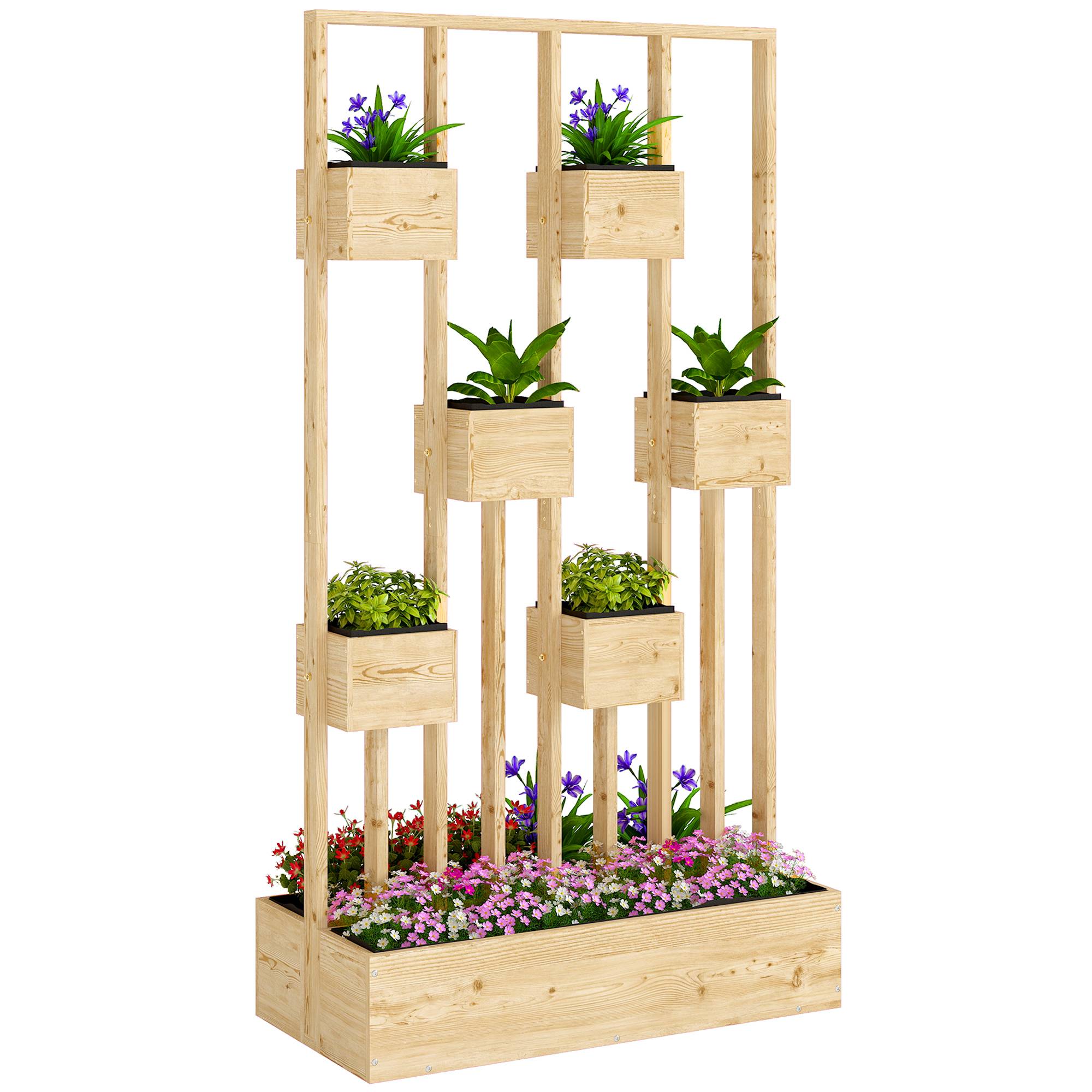 Carré potager modulaire bois balcon avec grand treillis 90x45x170cm naturel - ComfortXL Outdoor Living - Image 1