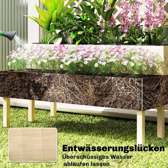 Potager surélevé avec treillis 2 niveaux, 2 bacs, bois, 108x62x120 cm - Image 8