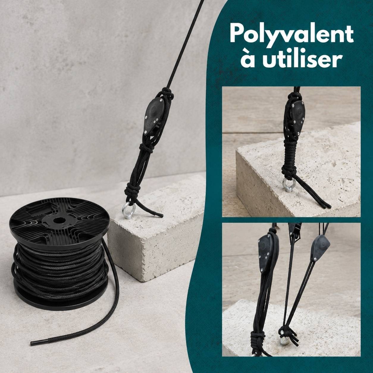 Nylon Tressé Corde 6mm 164ft Noir Résistante Abrasion 623kg Charge Rupture Fabriquée Belgique - Image 6