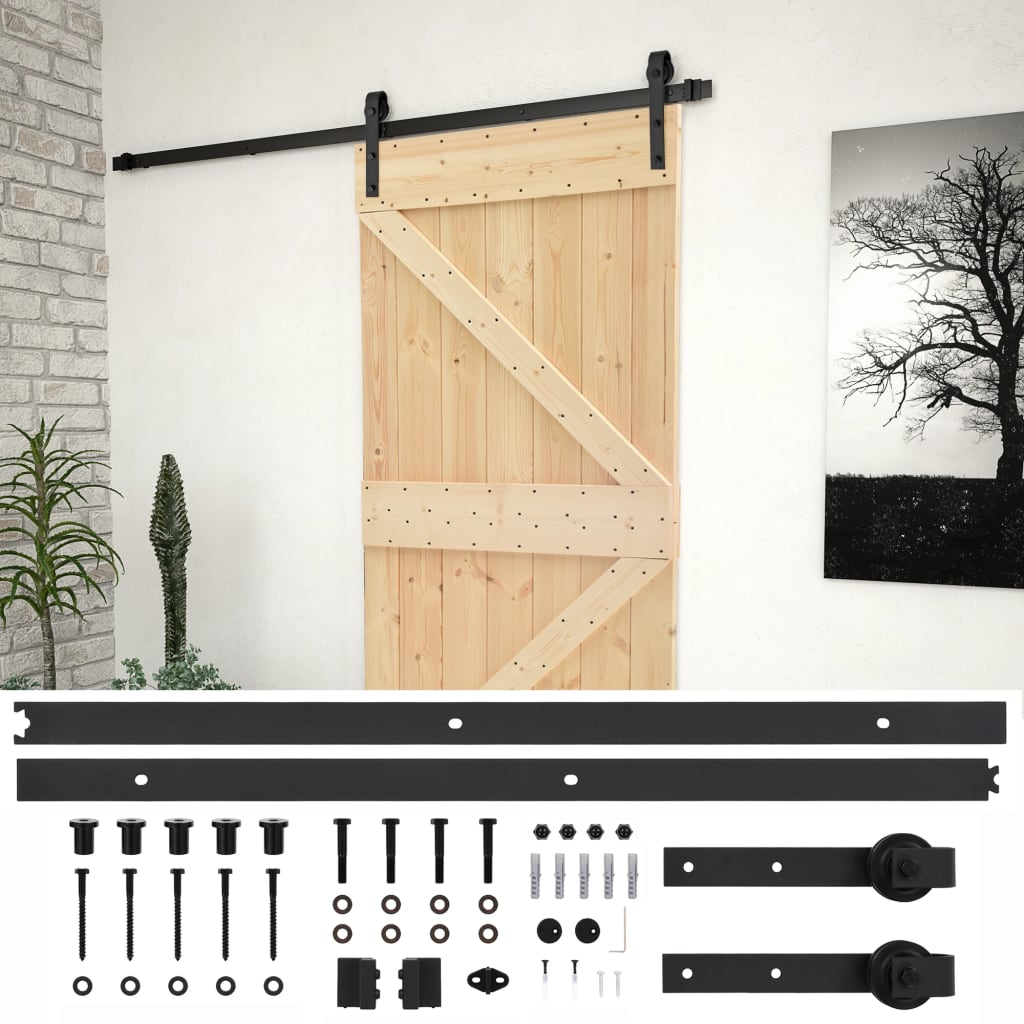 Vidaxl - Porte coulissante avec kit de quincaillerie 90x210cm Pin massif - vidaXL - Image 1