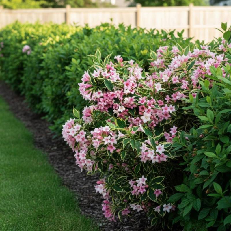 Weigela nain panaché, Weigelia à fleurs Rose - feuillage Caduc - Pot de 7,5L - 40/60 cm-  hauteur à maturité De 1,00 m à 1,50 m - Image 5
