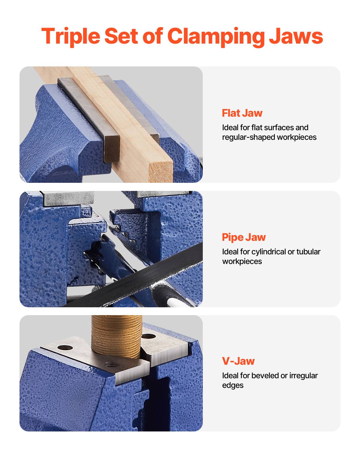 Étau D'établi VEVOR 203 Mm – Fonte Ductile QT450 – Base Pivotante 360° – Mâchoires 203/292 Mm – Poids 20 Kg – Incluant Enclume 86x86 Mm