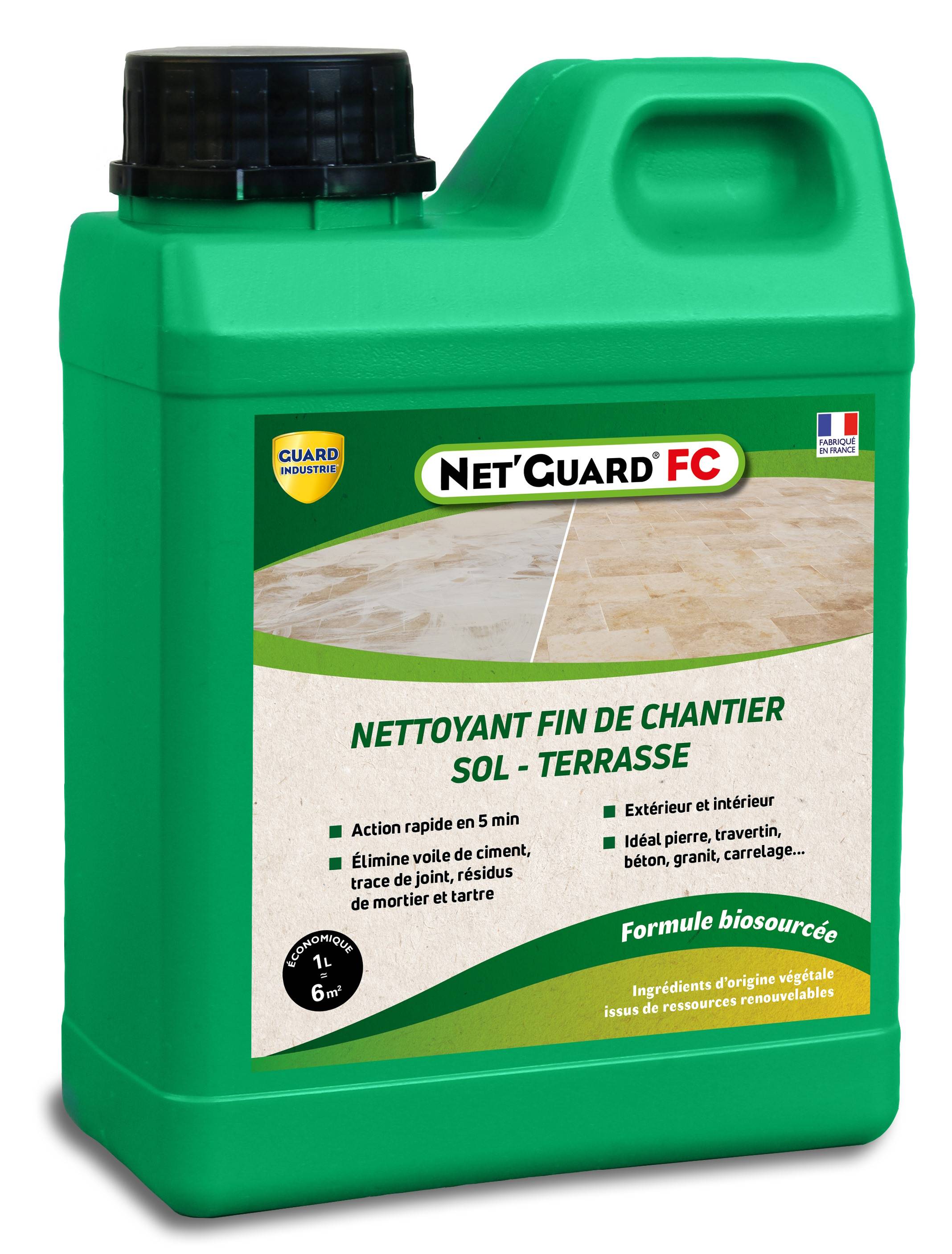 Nettoyant Laitances Ciment Joint Trace Blanche Net Guard Fin Chantier Formule Végétale 10 Min Toute Pierre 1L 6m2 - Image 1