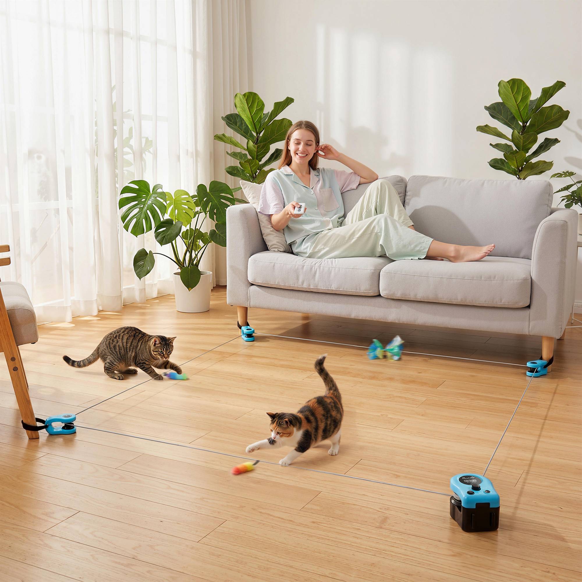 Sans Marque - Jouet pour chat automatique/télécommandé avec vitesse réglable et parcours personnalisables, noir - Image 3