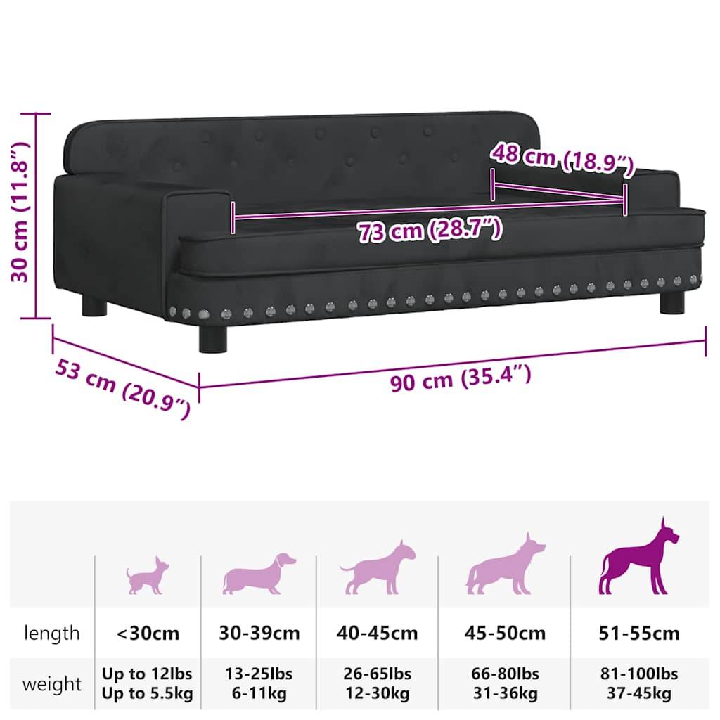 PANGIVO - Lit pour chien velours noir 90 x 53 x 30 cm - PANGIVO - Image 7