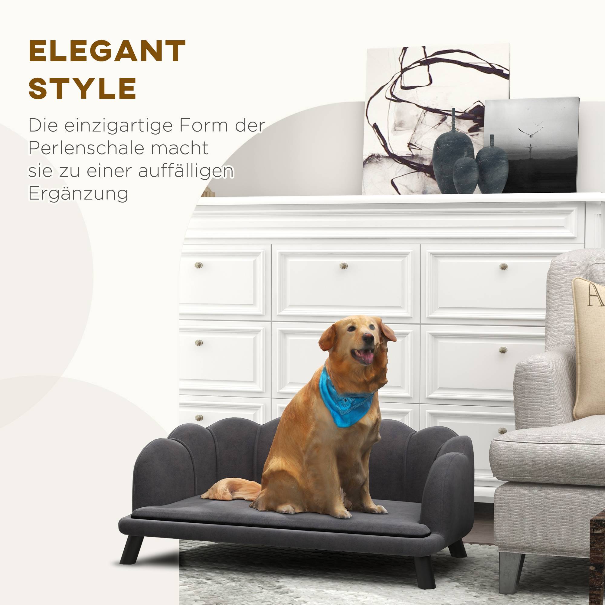 Canapé animal, housse lavable, dossier et pieds bois, pour chien moyen <25kg,gris foncé - Image 7