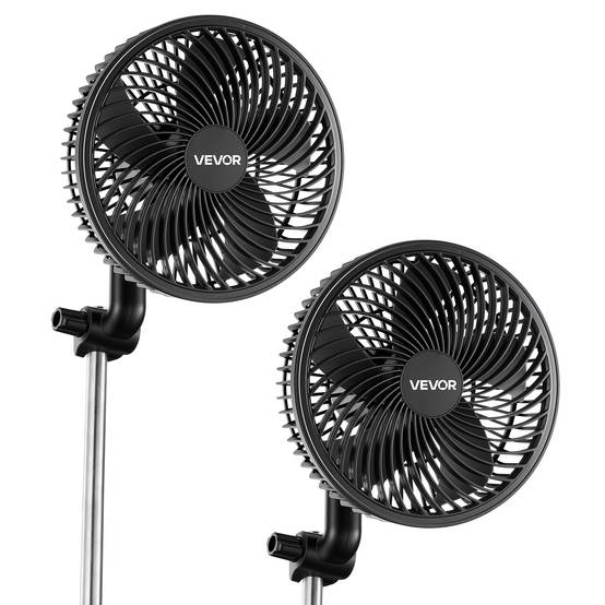 VEVOR Ventilateur de Culture à Pince Oscillant USB-C 9 Vitesses Noir Lot de 2 - Image 1