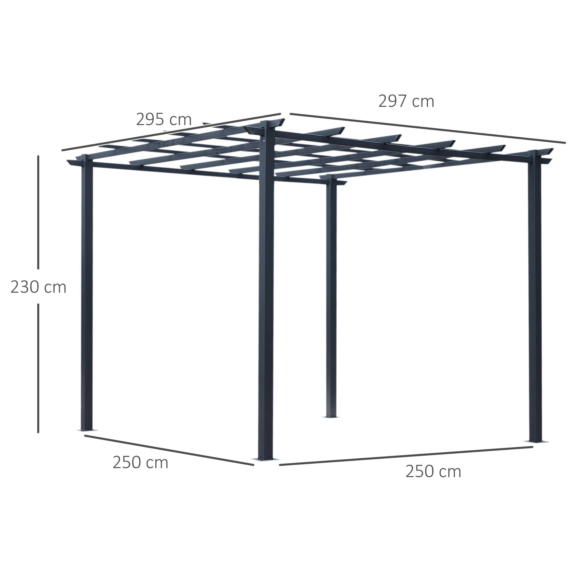 Outsunny - Pergola autoportante 3x3x2,3m toit terrasse décoratif métal époxy anticorrosion noir - Outsunny - Image 3