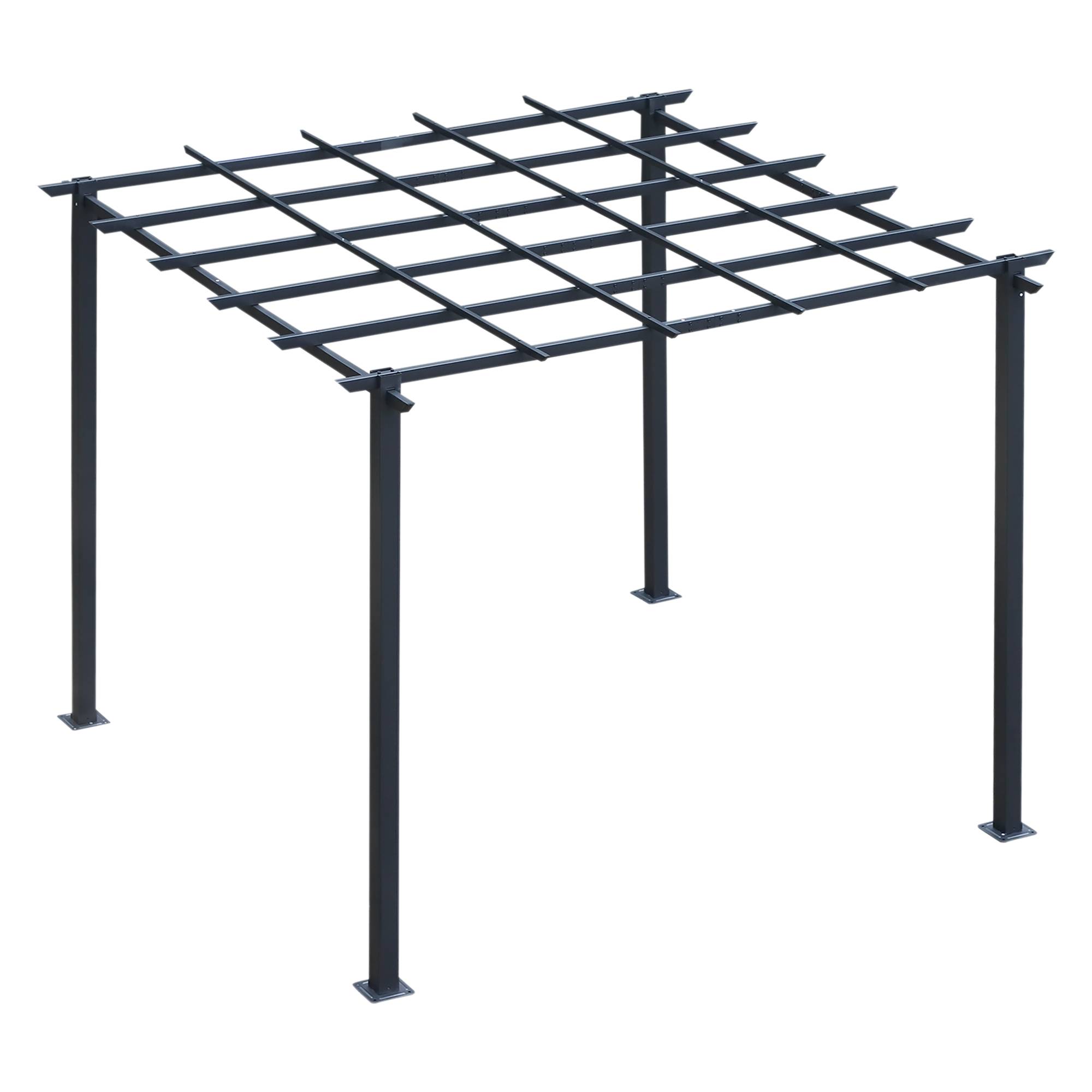 Outsunny - Pergola autoportante 3x3x2,3m toit terrasse décoratif métal époxy anticorrosion noir - Outsunny - Image 7