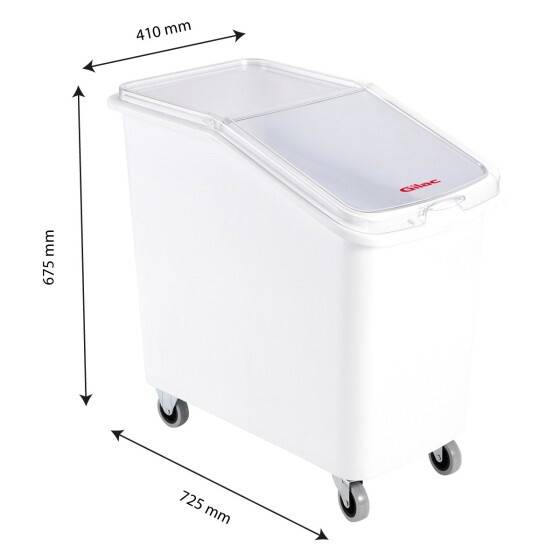 Bac à ingrédients 100 L + couvercle + 4 roues - chape inox - Gilac - Image 2