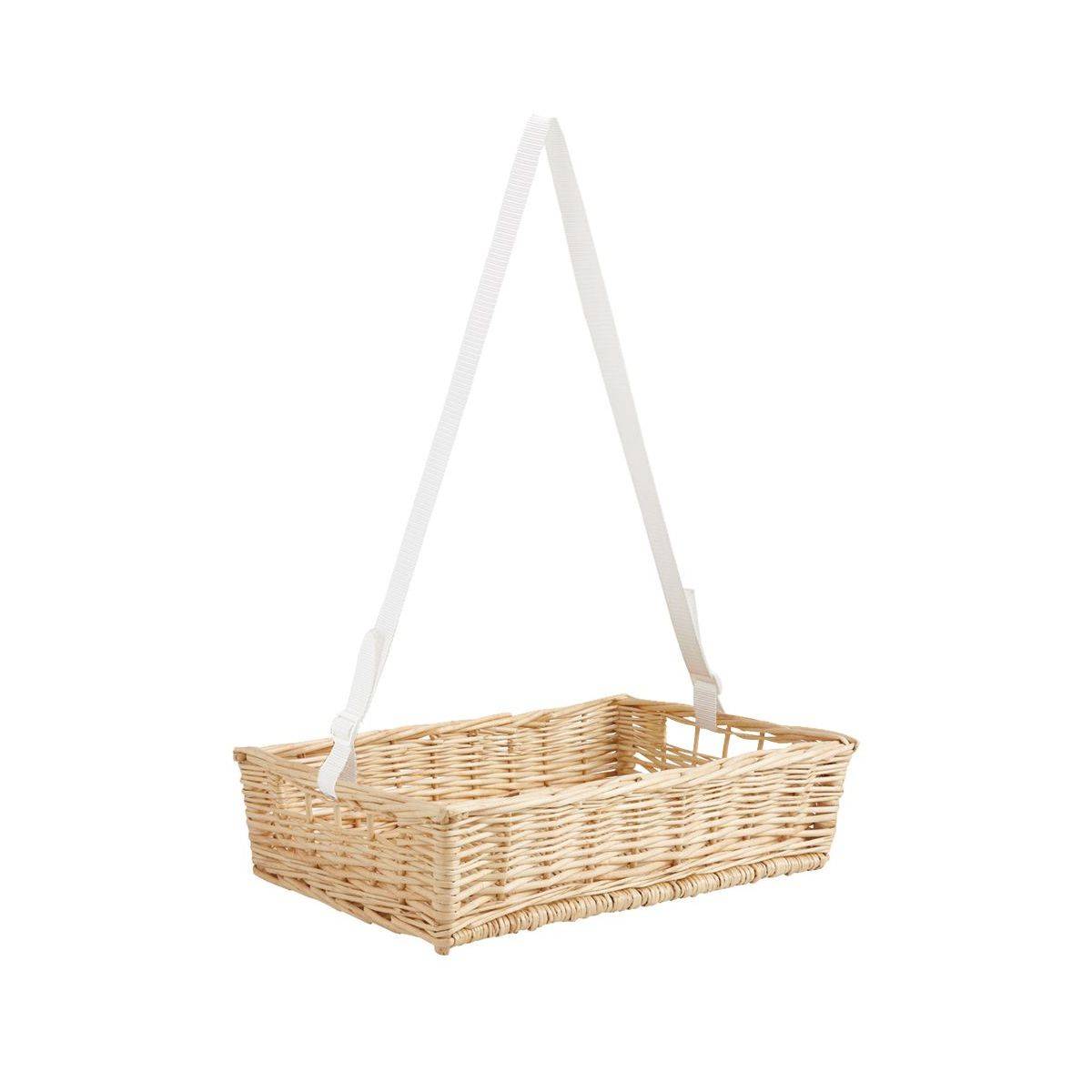 Aubry Gaspard - Manne en osier naturel avec passe-main Panier 40 x 28 cm + sangle ajustable posée - Image 1