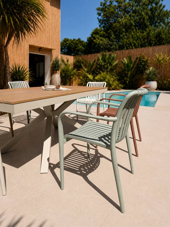 Dcb Garden - Ensemble repas de jardin 6 places en alu - Grège - LAMU - Image 2
