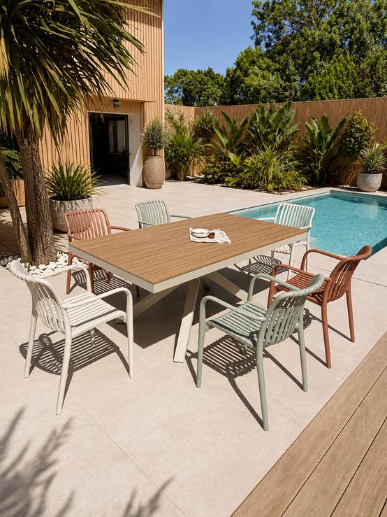 Dcb Garden - Ensemble repas de jardin 6 places en alu - Grège - LAMU - Image 1