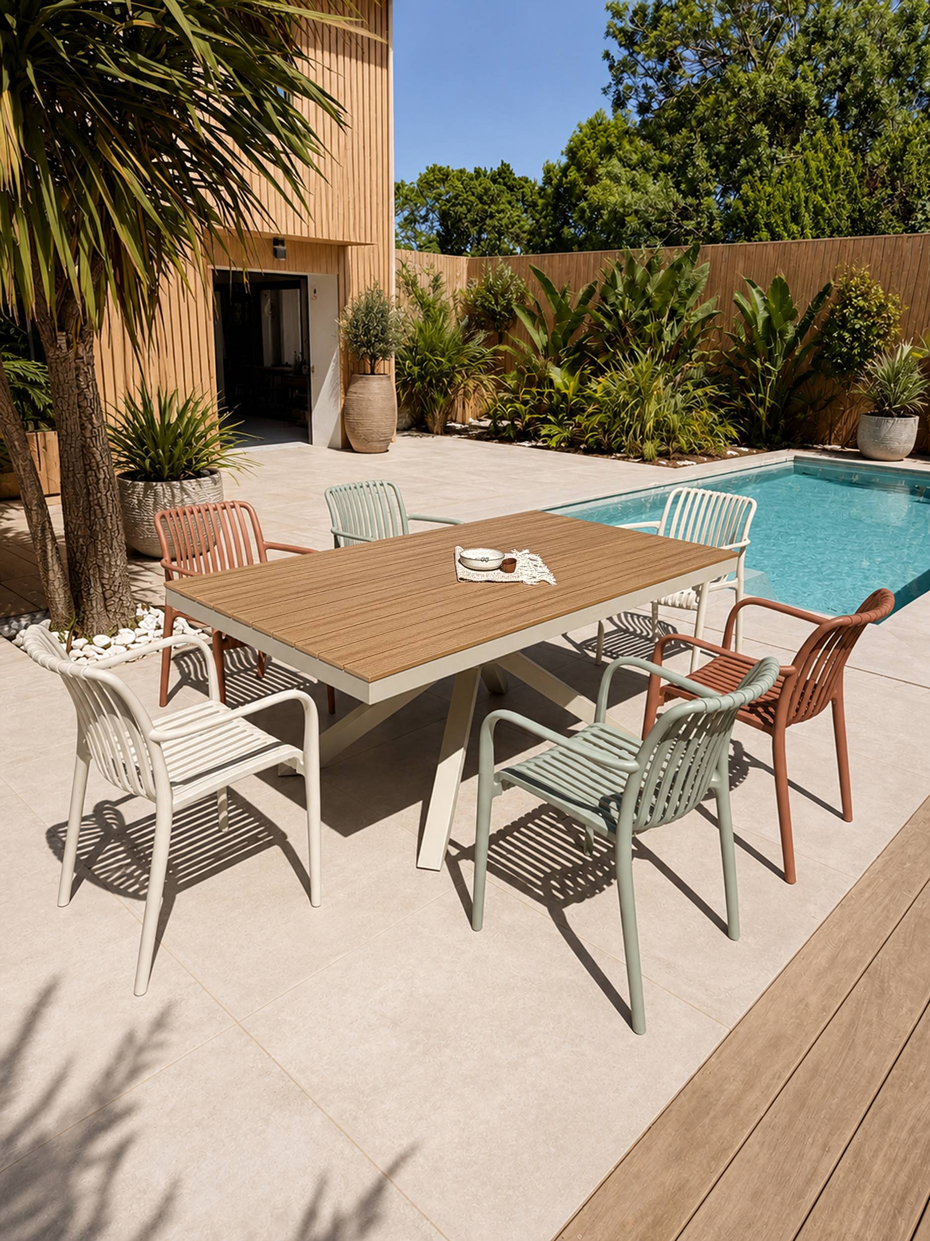 Dcb Garden - Ensemble repas de jardin 6 places en alu - Grège - LAMU - Image 1