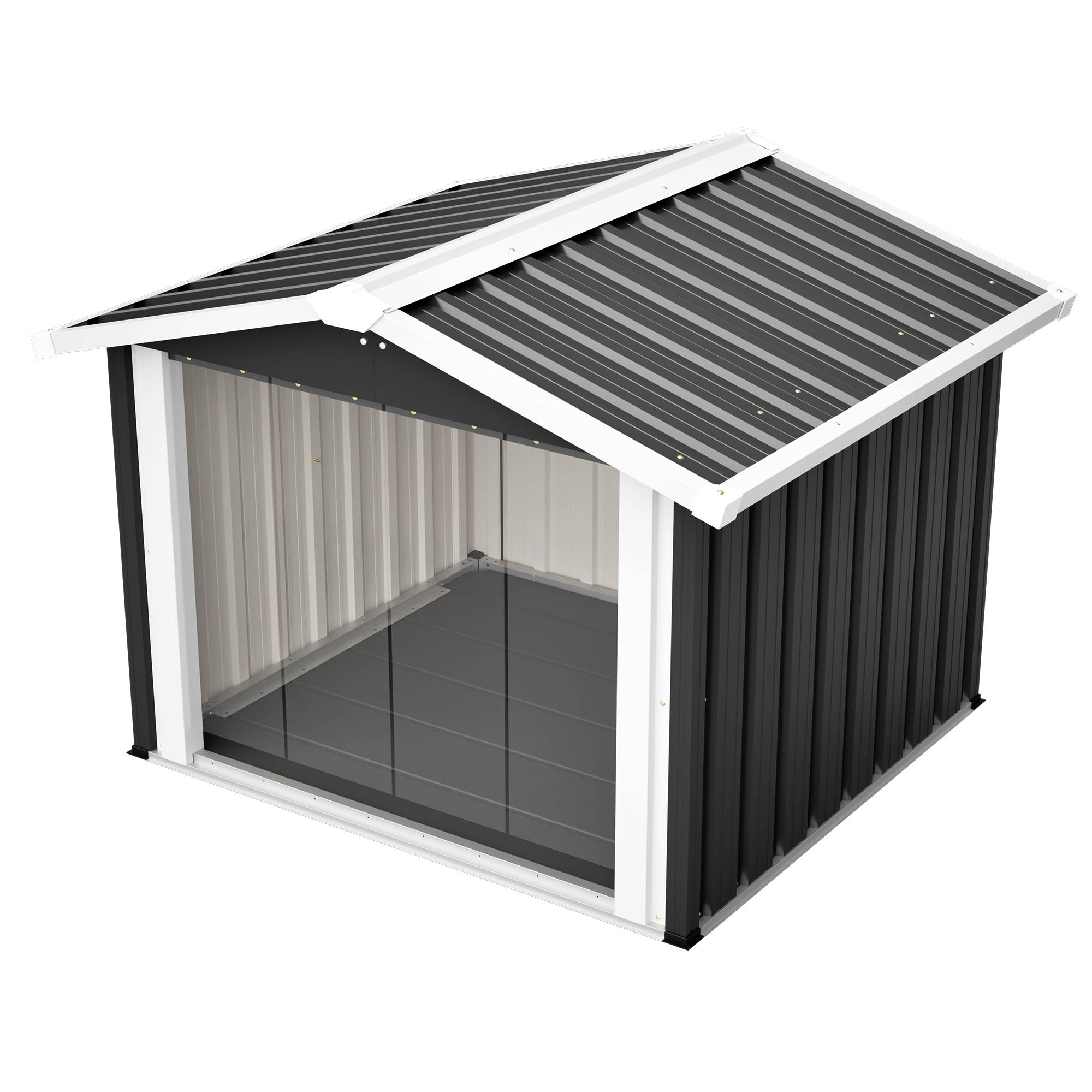 ComfortXL - Niche pour chien extérieur métal 102,4 x 91 x 84,7 cm noir étanche anti-UV toit incliné ventilé pour jardin - Image 8