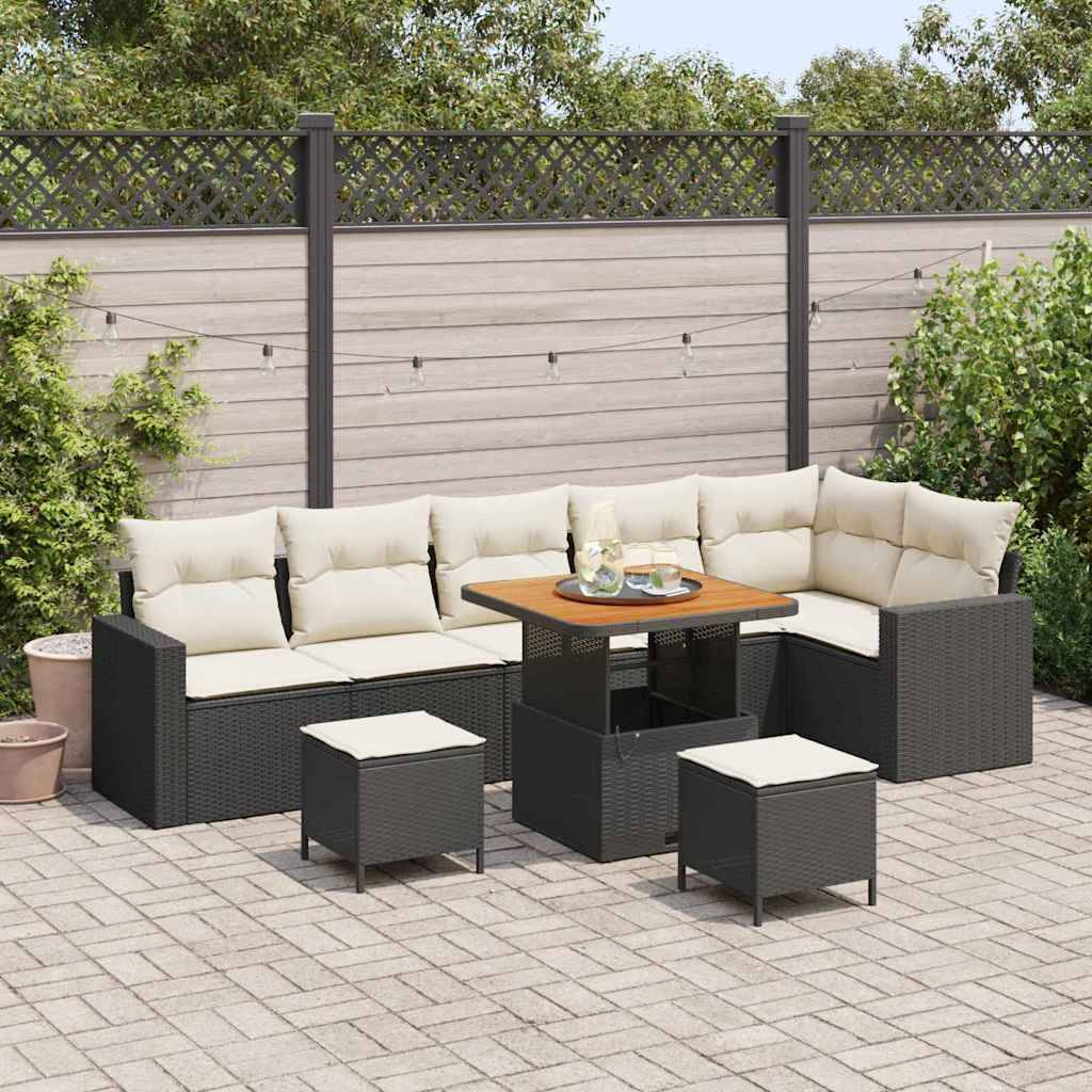 ComfortXL - Grand salon de jardin 8 places en résine tressée et bois d'acacia design moderne Noir – ComfortXL Outdoor Living - Image 1