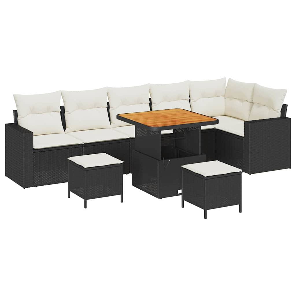 ComfortXL - Grand salon de jardin 8 places en résine tressée et bois d'acacia design moderne Noir – ComfortXL Outdoor Living - Image 2