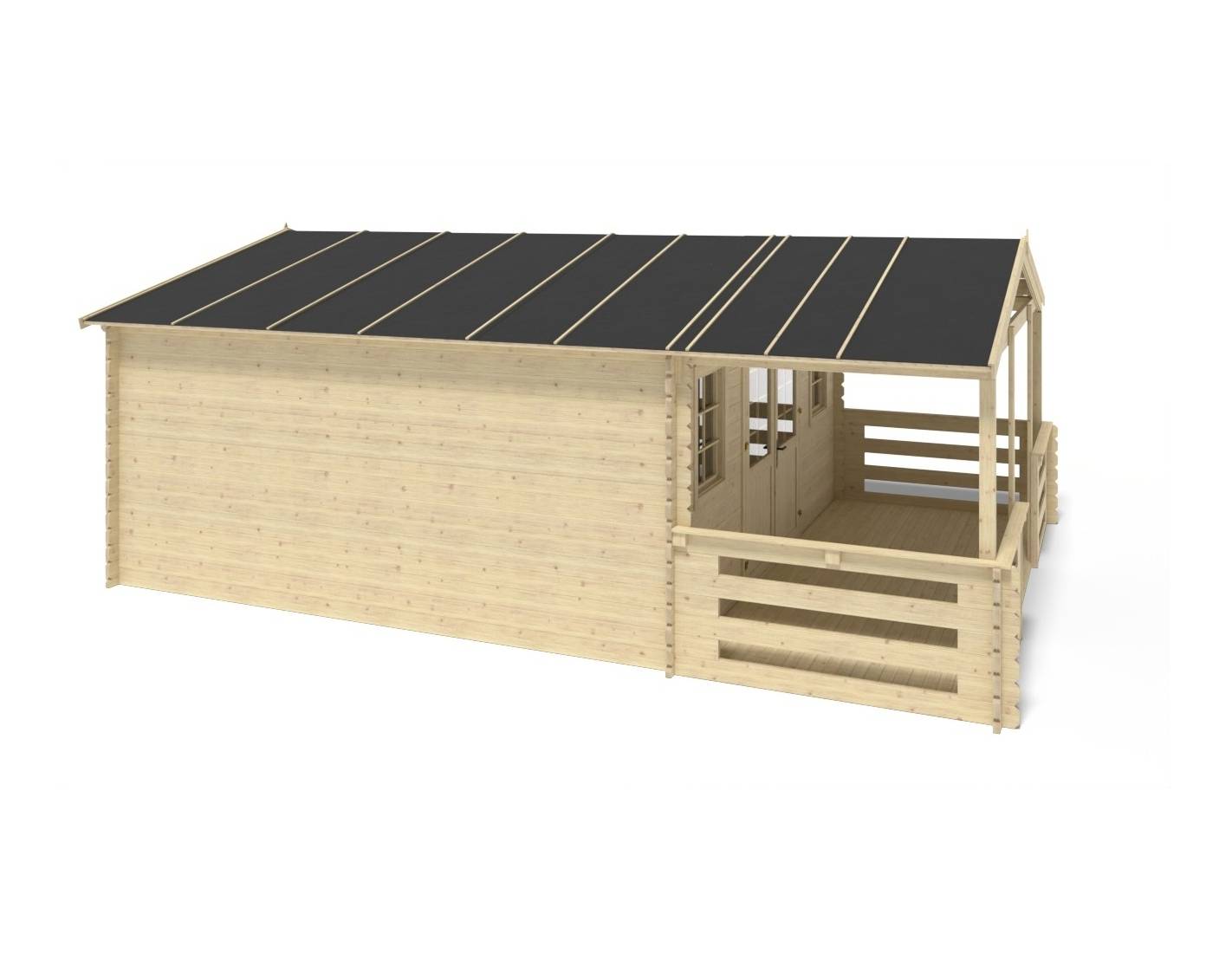 Altanka - Abri de jardin en bois - 5x5 m + terrasse avec balustrade et avant-toit en bois - 35 m2 - DOM612+DOM613+DOM615+POD04 - ALTANKA - Image 9