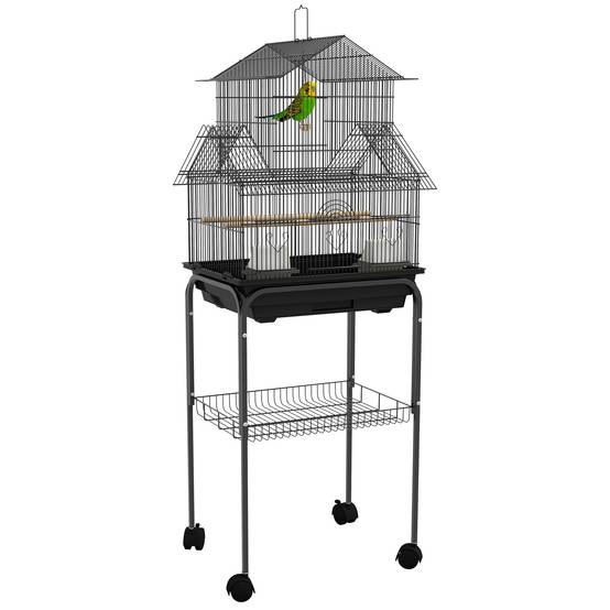 Cage à oiseaux métal noir 50.5 x 41 x 121 cm - PANGIVO - Image 1