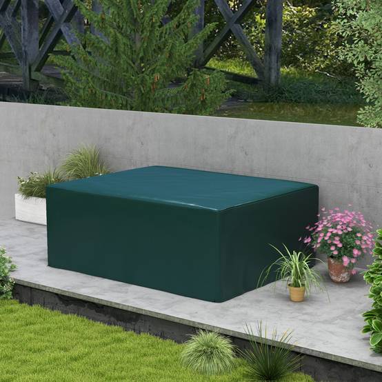 Housse de protection mobilier de jardin rectangulaire 235x190x90 cm, imperméable, anti-UV, résistante à l’hiver, verte - Image 3
