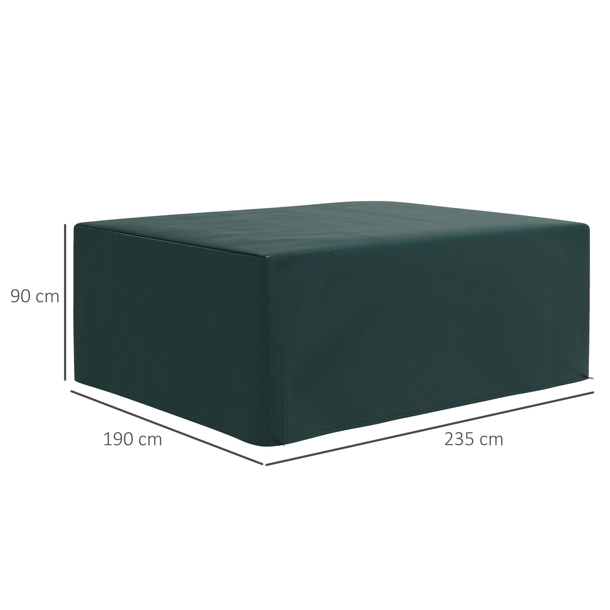 Housse de protection mobilier de jardin rectangulaire 235x190x90 cm, imperméable, anti-UV, résistante à l’hiver, verte - Image 5