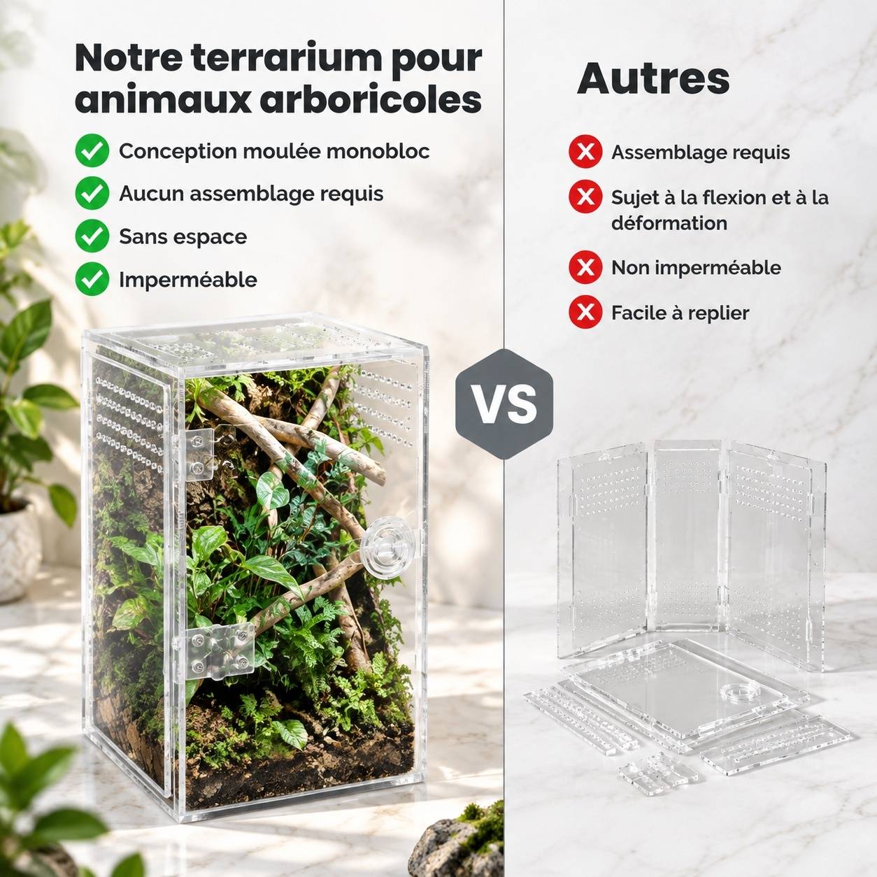 Boîte d'élevage d'insectes terrarium acrylique épais 360° pour reptiles arthropodes - Image 7