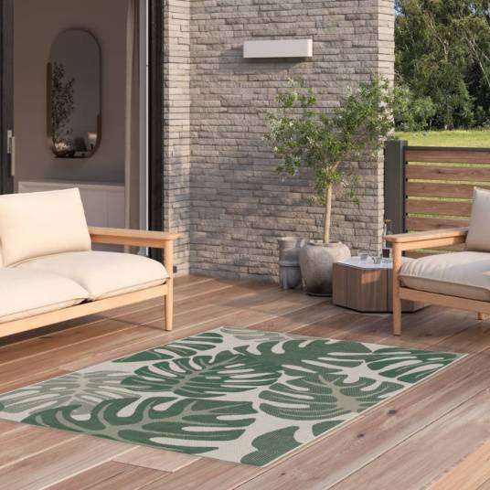 Decoweb - Tapis d'extérieur ou de salon - Green Tropical - Vert et écru - 160 x 230 cm - Decoweb - Image 2