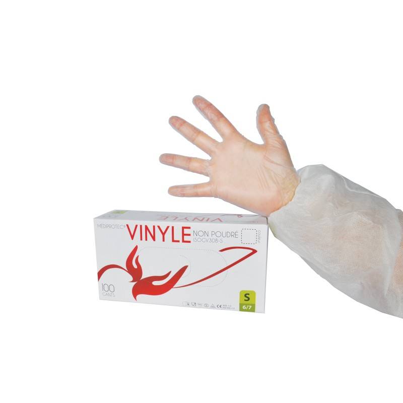 Gants vinyle non poudrés T.L Boîte de 100 - GANT0064