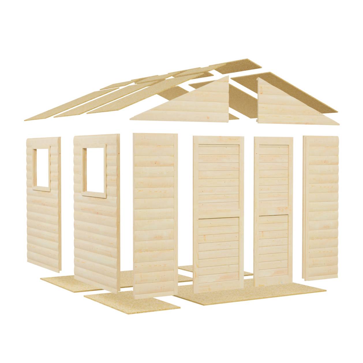 Abri de jardin bois Bertilo Blockhaus XL 19mm avec plancher 5,83m² - Image 5