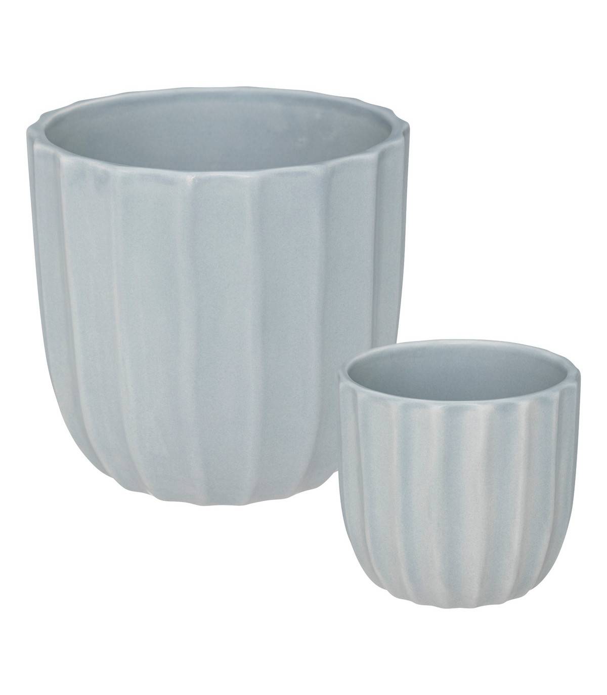 Lot de 2 Pots en Céramique Bleu Gris D 14.8 et D 10.4 cm - Image 1