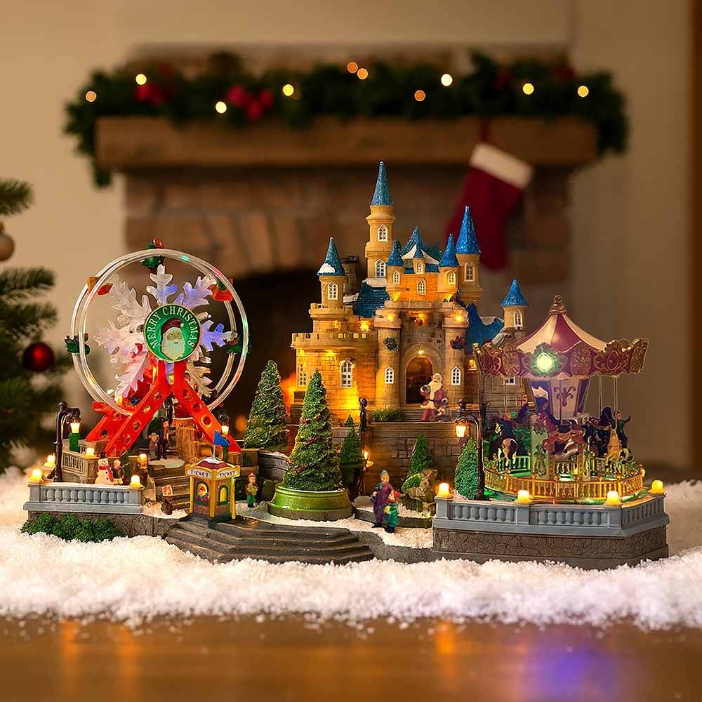 Village de Noël animé et lumineux château et fête foraine 59 cm - LA BOUTIQUE - Image 4
