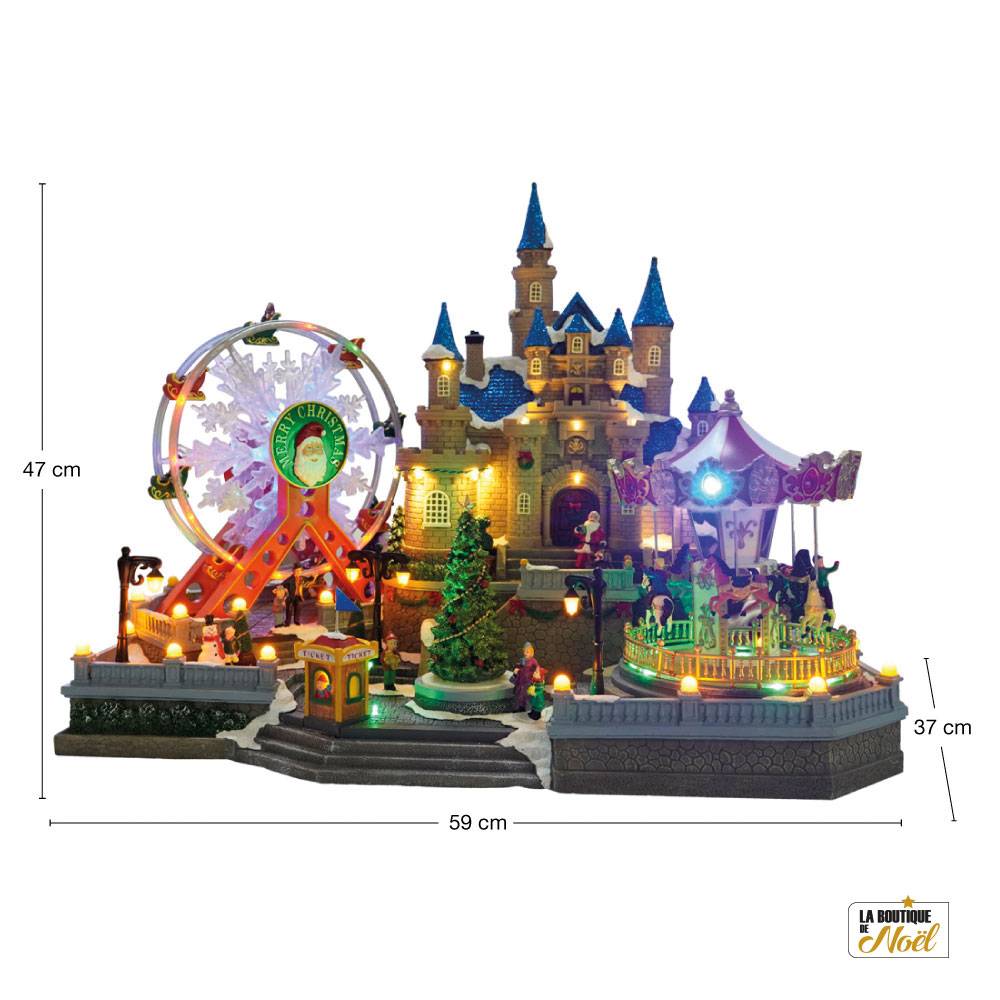 Village de Noël animé et lumineux château et fête foraine 59 cm - LA BOUTIQUE - Image 3