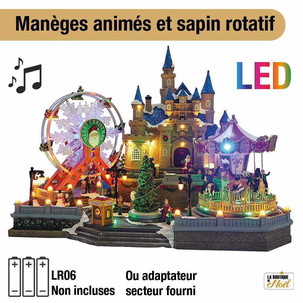 Village de Noël animé et lumineux château et fête foraine 59 cm - LA BOUTIQUE - Image 2