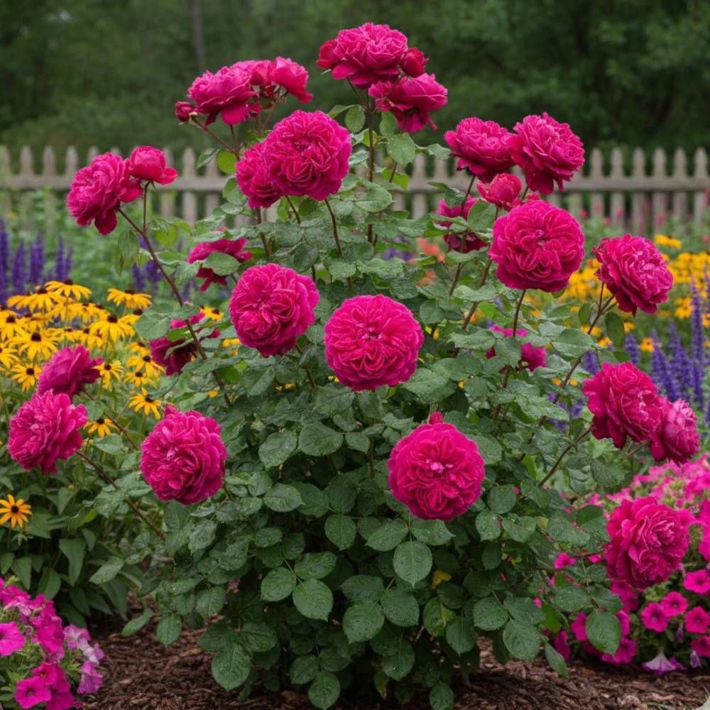 Rosier ancien Charles de Mills à fleurs Rose/ - feuillage Caduc - Pot de 3L - 20/40 cm