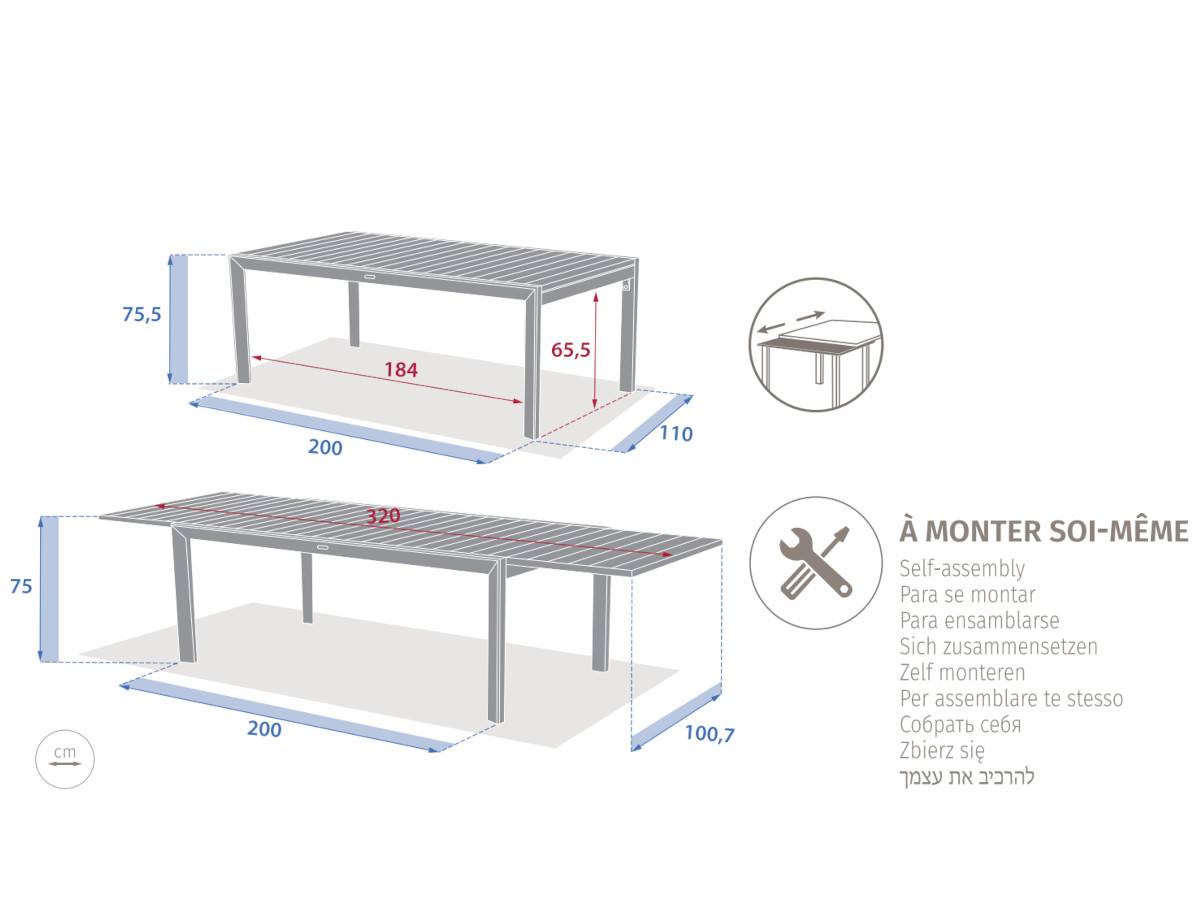 Hesperide - Table de jardin rectangulaire extensible en aluminium Evasion Honey/Graphite 10/12 places + 12 fauteuils Piazza - Hespéride