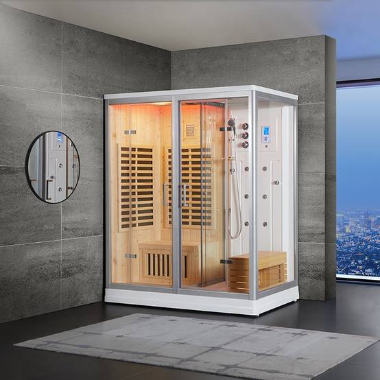 Combi Sauna Infrarouge Douche Hammam Boreal® IR-H 180G - Gauche - Image 1