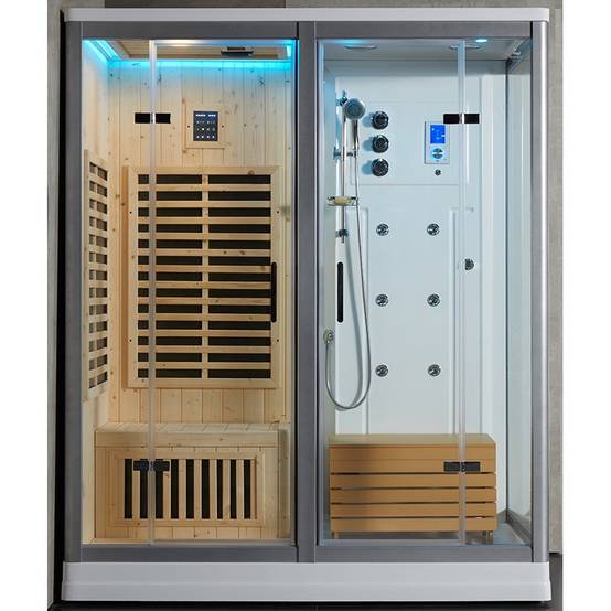 Combi Sauna Infrarouge Douche Hammam Boreal® IR-H 180G - Gauche - Image 6