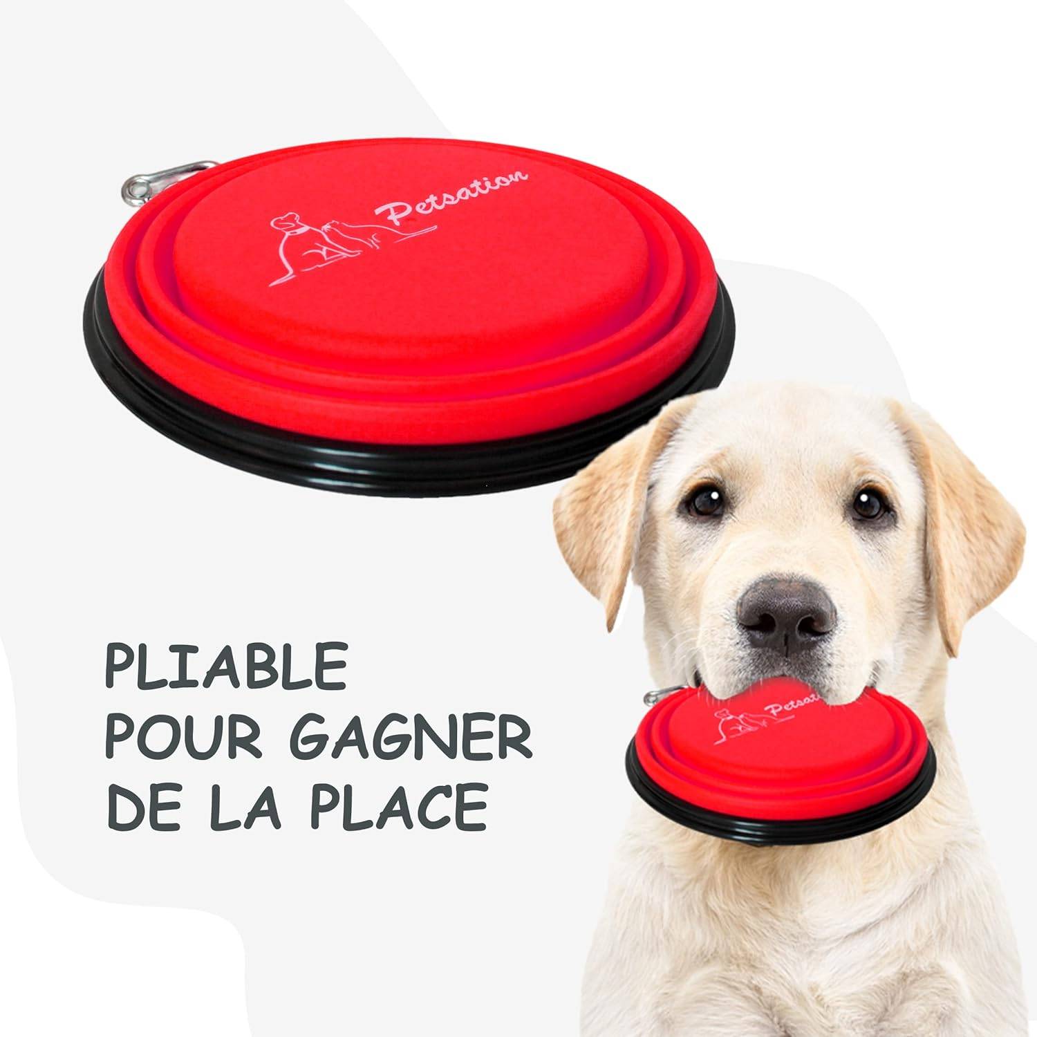 Petsation - Gamelle de voyage pliable en silicone - eau et nourriture pour chien et chat (rouge, 1000 + 350ml) - Petsation - Image 3