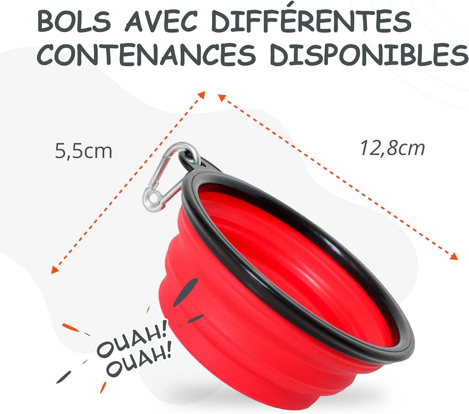 Petsation - Gamelle de voyage pliable en silicone - eau et nourriture pour chien et chat (rouge, 1000 + 350ml) - Petsation - Image 5